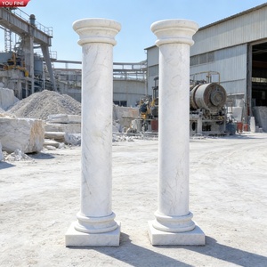 Colonnes en marbre blanc sculptées à la main YOUFINE, piliers classiques pour la décoration de villas - Product Image 1