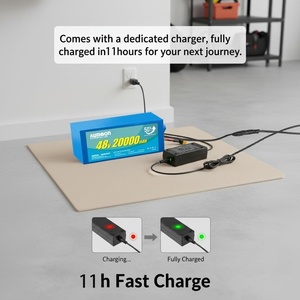Pack de batteries au lithium 48V 68V 72V, pour équipement de vélo électrique et scooter de 200W à 2800W, durée de vie de plus de 2000 cycles, léger, avec adaptateur - Product Image 5
