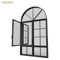 Wazzor Nuevo producto en China Inicio Arco impermeable Ventanas de aluminio Estilo francés