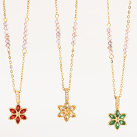 Collier Vintage avec Pendentif Fleur à 6 Pétales en Zirconia Marquise et Perle de Riz Rose, Chaîne Câble, Accessoire Quotidien Romantique
