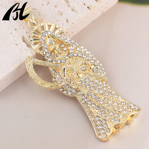 Nuevo Dije del Ángel de la Muerte con Aureola Pequeña y Diamantes, Bañado en Oro Amarillo de 18K, Joyería de la Santa Muerte la Parca para Ocasiones de Fiesta - Product Image 4