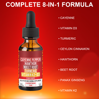 Complément Liquide de Gouttes de Poivre de Cayenne, Vitamine D3 K2, Racine de Betterave, Cannelle de Ceylan, Curcuma, Curcumine, Extrait de Berbérine