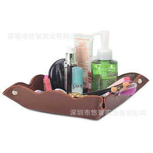 Customized PU leather jewelry storage tray, creative desktop multi-functional storage box, business card holder/storage box - Product Image 1