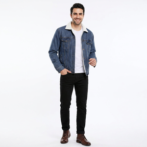 Men's Regular Lining <b>Denim</b> Jacket <b>Coat</b> Casual Sherpa Men <b>Denim</b> Jacket - Product Image 1