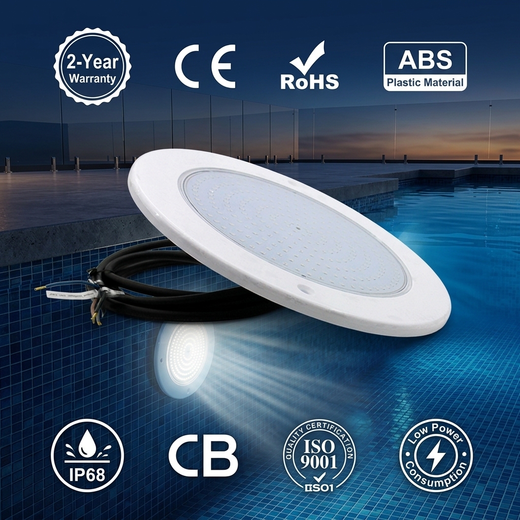 12V Input Outdoor Waterproof IP68 Rating RGBW Warm White Green Blue ABS Plastic LED Swimming Pool Light with RF Remote Control