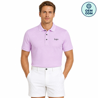Chemise de golf pour homme en jersey 100% polyester, rose clair, classique, unie, décontractée, tricotée, séchage rapide, 200g, logo personnalisé