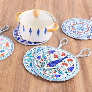 Nouveaux napperons en céramique de style chinois-Tapis de pot à corde suspendus ronds de 16cm, tapis de <span class=keywords><strong>plaque</strong></span> résistants à la chaleur, tapis de table thermo-isolants - Product Image 5