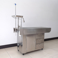 Table d'examen vétérinaire EURVET 1400 mm en acier inoxydable 304 avec robinet extractible, évier à grille active et 3 tiroirs