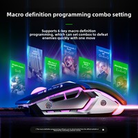 Souris de jeu filaire INPHIC W2, 6 boutons programmables, design ergonomique, définition macro avec éclairage RVB