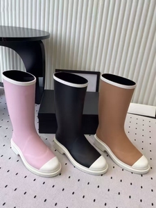 Botas de Lluvia Altas para Mujer, Estilo Sólido, Impermeables, con Punta Reforzada, Suela Gruesa, Elegantes y Modernas, de Goma, para Otoño/Invierno - Product Image 2