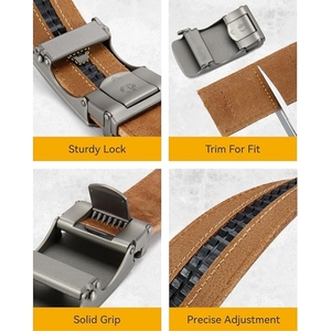 Cinturón <span class=keywords><strong>de</strong></span> trinquete automático <span class=keywords><strong>de</strong></span> metal grabado <span class=keywords><strong>de</strong></span> cuero <span class=keywords><strong>de</strong></span> lujo para <span class=keywords><strong>caballero</strong></span> <span class=keywords><strong>de</strong></span> ante marrón Heritage con logotipo personalizado - Product Image 3