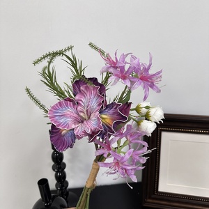 Nuevo Diseño de Ramo de Flores Artificiales de <span class=keywords><strong>Iris</strong></span> y Rosas en Azul y Morado para Decoración del Hogar, Decoración de Interiores en Maceta - Product Image 6