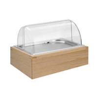 Support de présentation de buffet pour la restauration hôtelière et de restauration, en acier inoxydable, avec bac à nourriture, présentoir de nourriture réfrigérée avec couvercle en plastique ou en acier inoxydable à roulettes
