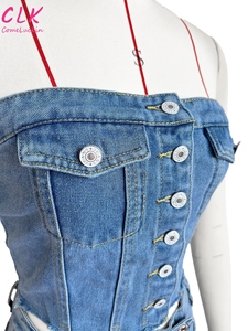 Conjunto de Shorts y <span class=keywords><strong>Chaleco</strong></span> Vaquero de Verano para Chicas Y2K 2026, Conjunto de Shorts Elásticos para <span class=keywords><strong>Mujer</strong></span> - Product Image 4