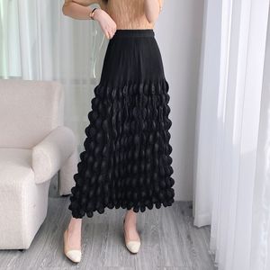 PY New Arrival Fashion Elegant Miyake Pleated Skirt Women 3D Bubble Pleated High Waist Flared Maxi Skirt Wholesale Bulk Clothing - Product Image 3