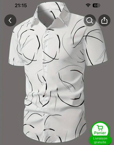 Camisa <span class=keywords><strong>Casual</strong></span> de Verano 2025 Estilo Hawaiano para <span class=keywords><strong>Hombre</strong></span>, Talla XL, Estampado Geométrico, <span class=keywords><strong>Manga</strong></span> <span class=keywords><strong>Corta</strong></span>, Precio de Fábrica, Diseño a Rayas - Product Image 3