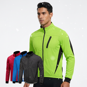 <b>Men's</b> Winter <b>Cycling</b> <b>Jacket</b> Softshell Thermal <b>Waterproof</b> Reflective Lime Green Red Blue Black Full Zip Bike Outerwear - Product Image 1