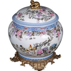 Vaso in Porcellana Art Deco con <span class=keywords><strong>Scimmie</strong></span> in Rame che Tenono Pesche, Decorazione da Tavolo, Contenitore per Tè, Regalo per Matrimonio - Product Image 1