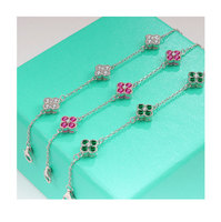 Nouveau bracelet en zircon à quatre feuilles et cinq fleurs, plaqué or 18 carats, bijoux, bracelet trèfle à quatre feuilles pour femmes
