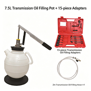 Pompe de remplissage d'huile ATF pneumatique double usage AUTO 10L avec 13 adaptateurs pour vidange d'huile de transmission – Outil de <span class=keywords><strong>garage</strong></span> automobile - Product Image 4