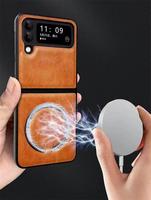 Étui de téléphone en cuir à aspiration magnétique de haute qualité pour Samsung Z Flip 6 Z Flip 5 Z Flip 4/3 couverture arrière