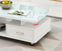 Ensemble de 3 meubles de salon modernes : meuble TV style chaise et table basse en verre, avec table basse intégrée au meuble TV