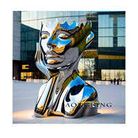 2024 moderne décoration extérieure en acier inoxydable femme visage en forme de Sculpture métal buste Statues pour Offre Spéciale