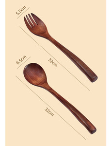 Juego de utensilios de cocina con logotipo personalizado, juego de cubiertos de madera para cocinar, cubiertos japoneses plateados, juego de cubiertos de madera reutilizables, juego de cuchara y tenedor. - Product Image 2