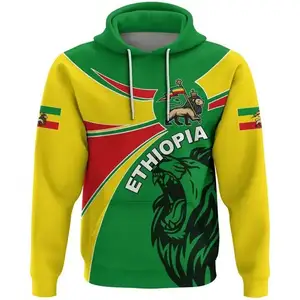 Artı boyutu erkek Hoodies & sweatshirt üreticileri moda Hoodie özel etiyopya aslan Judah bayrağı logosu Anime desen baskı