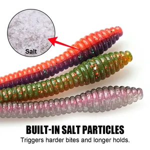 Spinpoler Señuelo de Pesca Finesse con Cola Recta Salada, Cuerpo Acanalado, Cola Pequeña y Abombada, Cebo Blando de PVC para Lubina y Pesca Marina, 10 unidades/paquete - Product Image 5