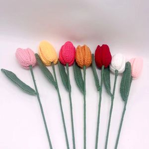<span class=keywords><strong>Ramo</strong></span> de Tulipanes Inmortales de Lana Hechos a Mano 2025, Gerbera Abierta, Flores Preservadas para Boda, Navidad, Pascua - Product Image 1