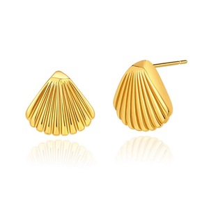 18K Gold Plated Smooth Shell Shape Earrings Fashion 316L <strong>Stainless</strong> <strong>Steel</strong> Shell Stud Earrings for Women <strong>Jewelry</strong> - Product Image 1