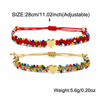 Bracelets à breloques en forme de cœur tissés Go2boho avec perles colorées, détails plaqués or et cordon réglable, bijoux cadeaux bohèmes