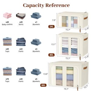 OEM ODM Foldable Clothes Storage <b>Bins</b> with Metal Frame and Lid Closet Organizer for Sweaters Blankets Winter Clothes - Product Image 2
