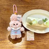 En gros Porte-clés en peluche lapin bouclé mignon avec jupe écossaise, pendentif animal pour sac et décoration de sac à dos, cadeau surprise
