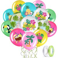 Kit de ballons de fête Hawaïenne Tropicale : Ballons en aluminium Ananas, Confettis, Ballons en latex, Feuilles de palmier pour Fêtes d'été, Fêtes de Piscine, Fêtes Luau, Anniversaires