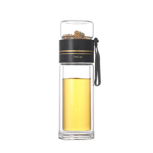 Double Wall Glass Tea Cup With <b>Filter</b> And Strap For Office Travel Reusable Insulated High Borosilicate Glass <b>Water</b> <b>Bottle</b> - Product Image 2