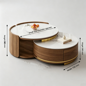 Juego de Mesa de Centro de Madera Sólida Minimalista de Lujo, con Cubierta de Mármol, Ecológico, Fácil de Limpiar, Muebles Modernos para el Hogar - Product Image 4
