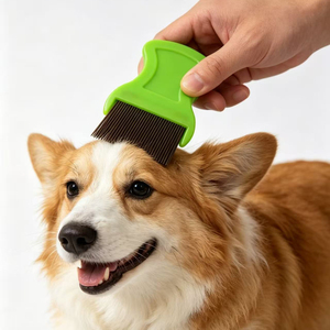Peigne <span class=keywords><strong>anti</strong></span>-puces et <span class=keywords><strong>poux</strong></span> pour animaux de compagnie, durable, antirouille, professionnel, en acier inoxydable, pour le nettoyage du pelage, élimine efficacement les nitres 04p - Product Image 3