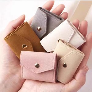 Custom Logo Microfiber Suede Jewelry Organizer Thick Rectangle Travel Accessories Packing <b>Roll</b> Pouch Button for Rings Ring <b>Box</b> - Product Image 1