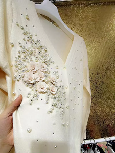 Fall Autumn 2025 Luxury <strong>Sparking</strong> Beaded Knitted <strong>Cardigan</strong> Women Heavy Industry Pearl 3D Flower Sweater Outwear Coat Top - Product Image 6