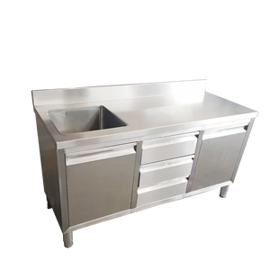 Évier de cuisine professionnel en acier inoxydable de haute qualité VICTORY KITCHEN, design industriel, bols carrés, pour supermarché, garantie 1 an - Product Image 2