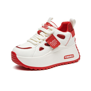 Nuove Scarpe da Corsa Invernali <span class=keywords><strong>Bianche</strong></span> da <span class=keywords><strong>Donna</strong></span> con Tomaia Alta, Suola Spessa, Tomaia in Rete, Suola Esterna in Gomma, Rialzanti e Allacciate - Product Image 6