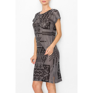 Robe à manches courtes à imprimé aztèque - Gris - Product Image 6