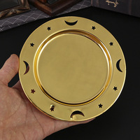 Lot de 6 plateaux creux en fer doré, motif lune et étoile, style vintage, 15 cm (6 pouces), petites assiettes de rangement pour collations, bijoux et décoration intérieure