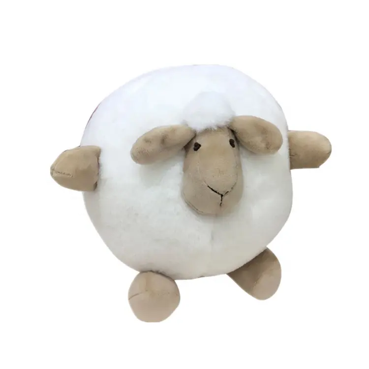 Toptan ucuz yağ kabarık yuvarlak şekli koyun peluş oyuncak özel moda yumuşak dolması sevimli koyun peluş oyuncak