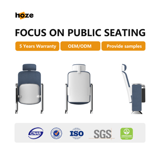 Современное высококачественное эргономичное складное коммерческое кресло для аудиторий HOZE HS-1223C-2 с удобным сиденьем из высокоплотного пенополиуретана и алюминиевым каркасом - Product Image 6