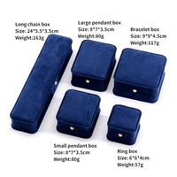 Boîte à bijoux rectangulaire à LED fabriquée à la main en usine, emballage personnalisé en velours bleu pour bijoux, boîte amincissante pour la taille avec logo de marque
