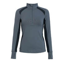 Haut de base équestre à manches longues pour femme, design color-block, pour l'équitation