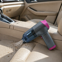Aspirateur de voiture sans fil portable en ABS noir, sans balais, double usage humide/sec, rechargeable, pour le nettoyage des véhicules